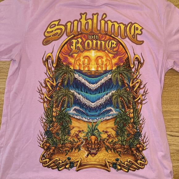 Sublime T-Shirt with Rome 2019 Summer Tour Band Tee, Pink Size Medium - Picture 2 of 4